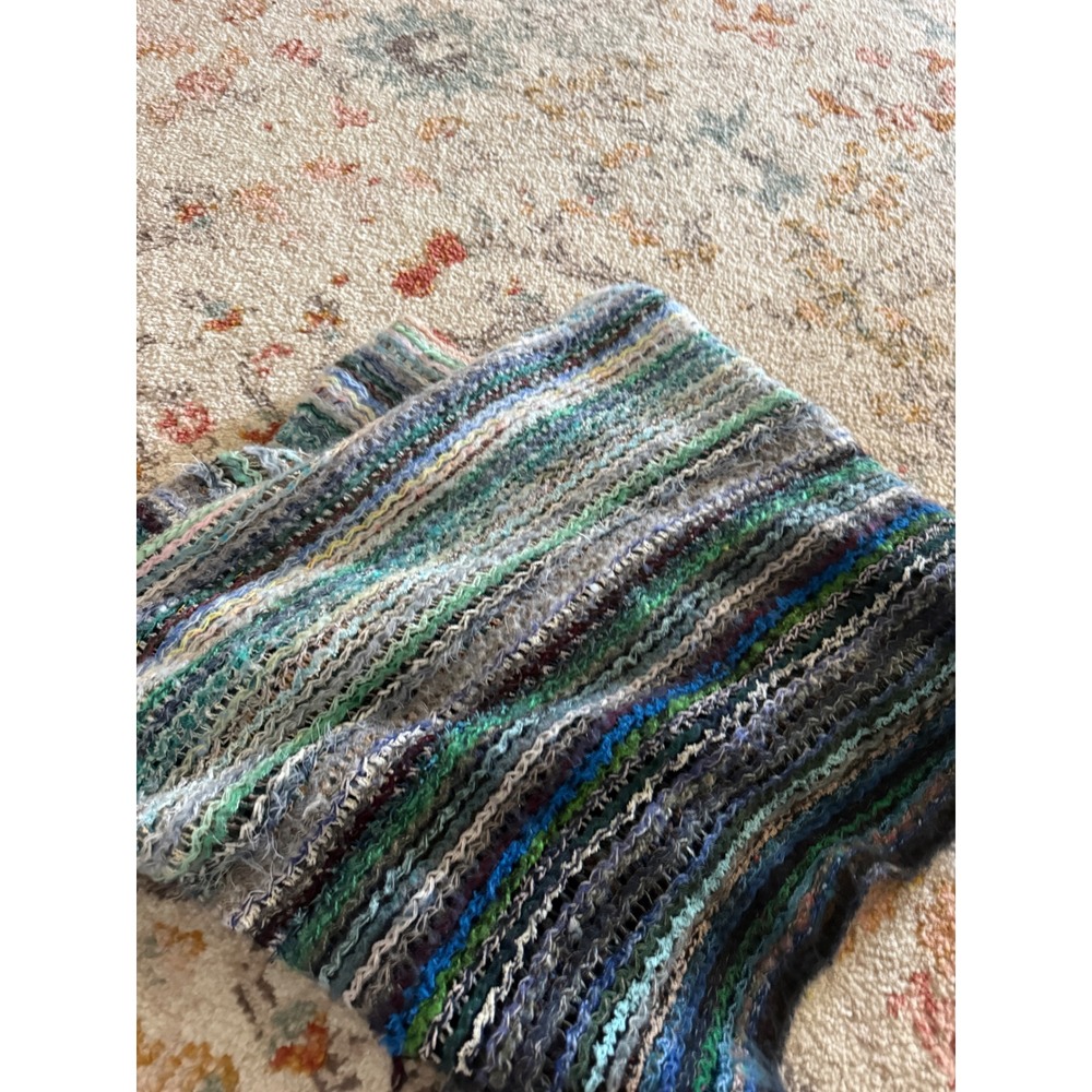 Northern Angel Womens Multi Color Striped Knit Fringe Poncho Wrap One Size